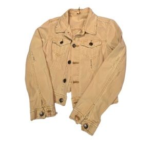 Free People Womens Yellow Jean Jacket Size XS size 6